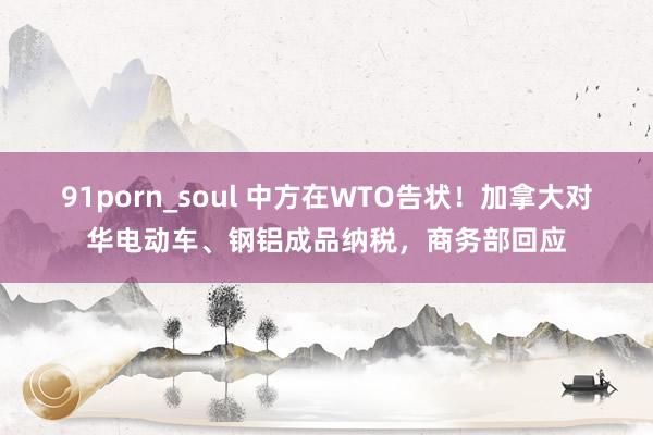 91porn_soul 中方在WTO告状！加拿大对华电动车、钢铝成品纳税，商务部回应