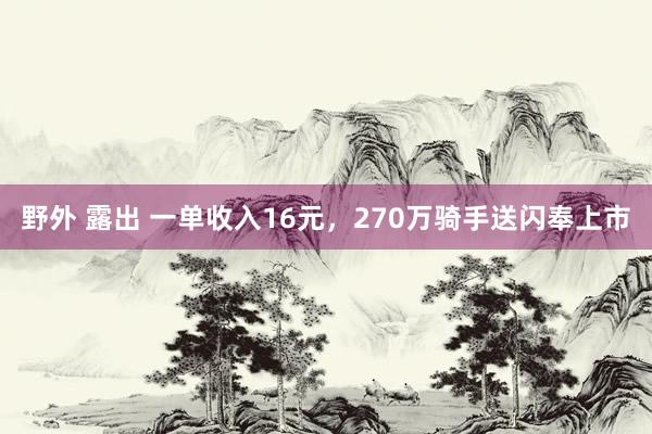 野外 露出 一单收入16元，270万骑手送闪奉上市