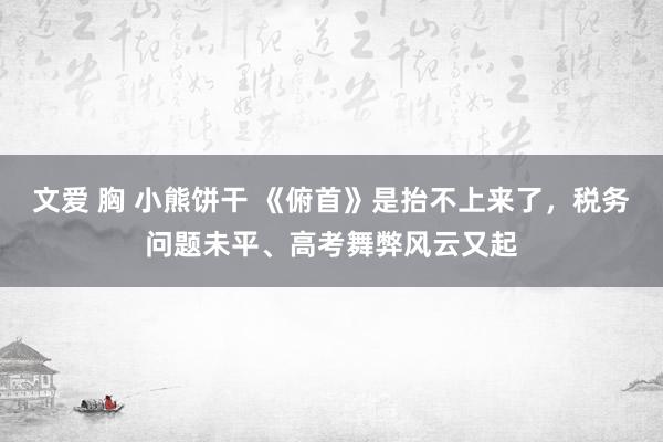 文爱 胸 小熊饼干 《俯首》是抬不上来了，税务问题未平、高考舞弊风云又起