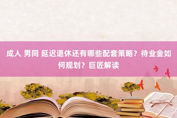 成人 男同 延迟退休还有哪些配套策略？待业金如何规划？巨匠解读