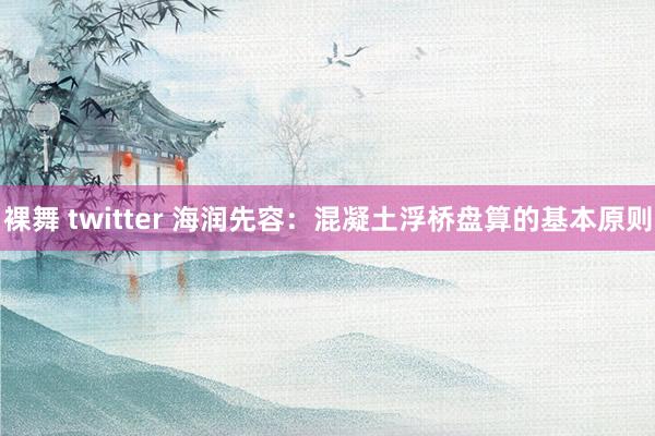 裸舞 twitter 海润先容：混凝土浮桥盘算的基本原则