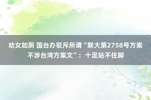 幼女如厕 国台办驳斥所谓“联大第2758号方案不涉台湾方案文”：十足站不住脚