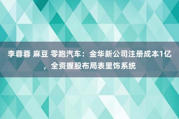 李蓉蓉 麻豆 零跑汽车：金华新公司注册成本1亿，全资握股布局表里饰系统