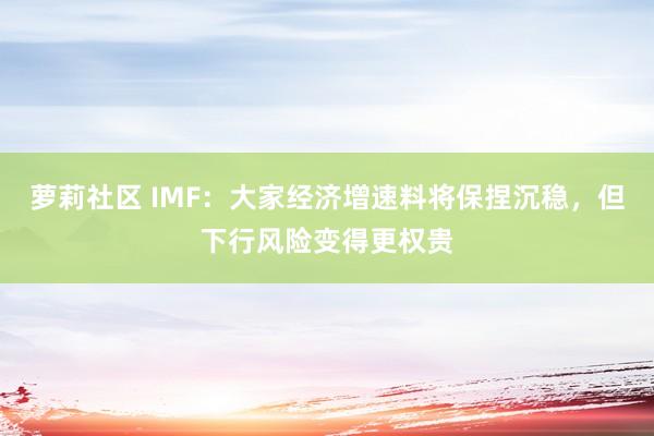 萝莉社区 IMF：大家经济增速料将保捏沉稳，但下行风险变得更权贵