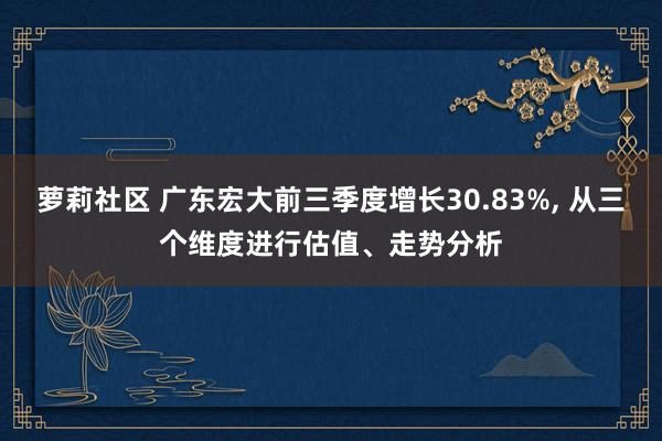 萝莉社区 广东宏大前三季度增长30.83%， 从三个维度进行估值、走势分析