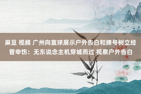 麻豆 视频 广州向寰球展示户外告白和牌号树立经管申饬：无东说念主机穿城而过 视察户外告白