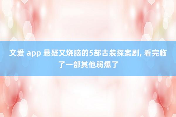 文爱 app 悬疑又烧脑的5部古装探案剧， 看完临了一部其他弱爆了