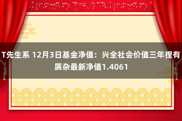 T先生系 12月3日基金净值：兴全社会价值三年捏有羼杂最新净值1.4061