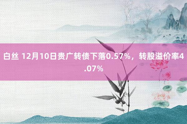 白丝 12月10日贵广转债下落0.57%，转股溢价率4.07%