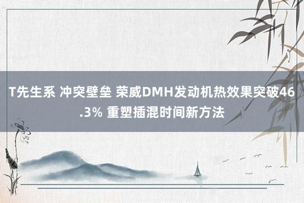 T先生系 冲突壁垒 荣威DMH发动机热效果突破46.3% 重塑插混时间新方法