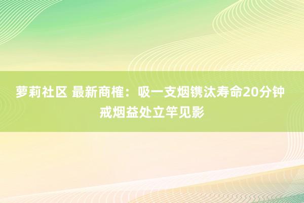 萝莉社区 最新商榷：吸一支烟镌汰寿命20分钟 戒烟益处立竿见影