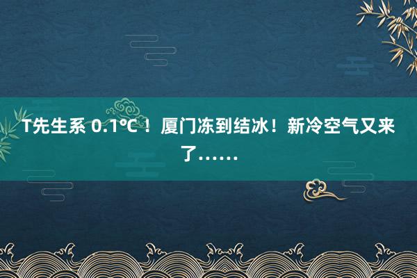 T先生系 0.1℃ ！厦门冻到结冰！新冷空气又来了……